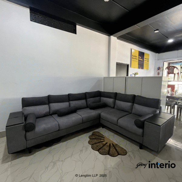 Godrej Interio Highrolla V2 Modular Fabric 5 Seater Sofa with Corner Single