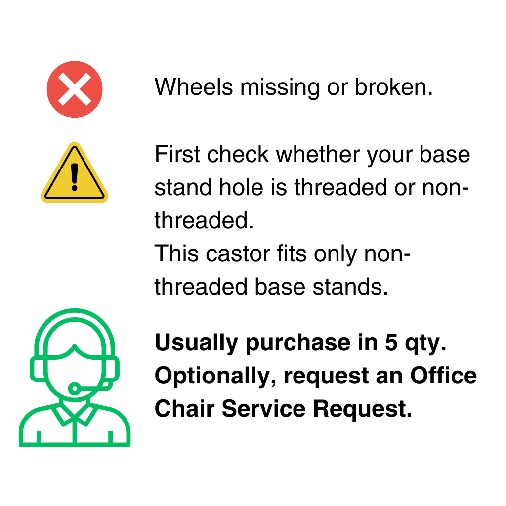 Spare Office Chair Wheels with Office Chair Service Request