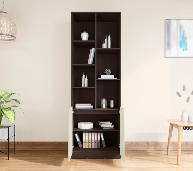 Godrej Interio Sienna Display Unit and Bookshelf (Cinnamon) Open and Closed Storage for all needs