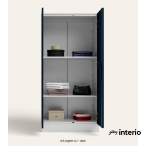 Godrej Interio Slimline 2 Door Almirah (2 Shelves, Pacific Blue) - Image 3