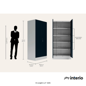 Godrej Interio Slimline 2 Door Almirah (4 Shelves, Pacific Blue) - Image 6