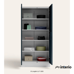 Godrej Interio Slimline 2 Door Almirah (4 Shelves, Pacific Blue) - Image 3