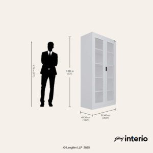 Godrej Interio StorEase 2 Door Display Unit With Glass Swing Doors (Traffic White) - Image 6