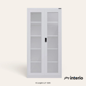 Godrej Interio StorEase 2 Door Display Unit With Glass Swing Doors (Traffic White) - Image 2