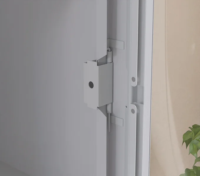 Godrej Interio StorEase 2 Door Display Unit With Glass Swing Doors (Traffic White) Open door with Quiet Ease