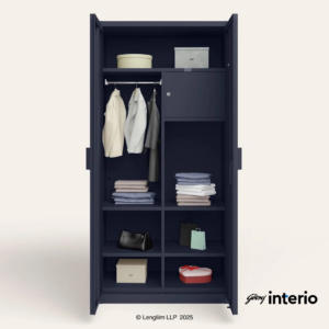 Godrej Interio Ultraline 2 Door Steel Almirah (Textured Denim Blue) - Image 2