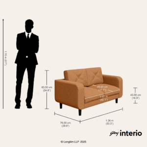 Godrej Interio Zompy Advance 2 Seater Fabric Sofa (Camel) - Image 4
