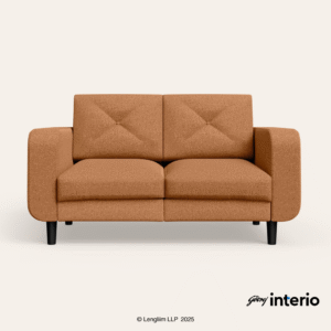 Godrej Interio Zompy Advance 2 Seater Fabric Sofa (Camel) - Image 1