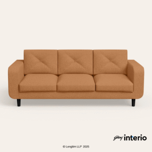 Godrej Interio Zompy Advance 3 Seater Fabric Sofa (Camel)