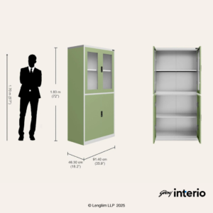 Godrej Interio StorEase 4 Door Display Unit With Glass & Steel Swing Doors (Pale Green) - Image 6
