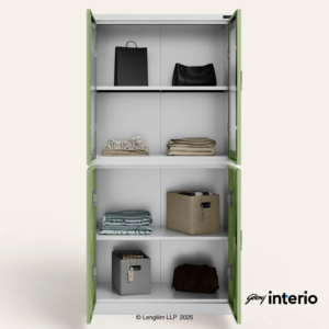 Godrej Interio StorEase 4 Door Display Unit With Glass & Steel Swing Doors (Pale Green) - Image 3