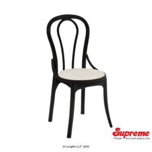Supreme Furniture Pearl Cane Plastic Chair (Black) Front Angle