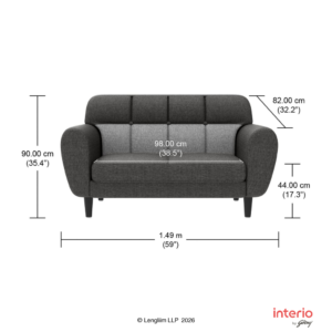 Godrej Interio Bobbin V2 2 Seater Fabric Sofa (Charcoal) - Image 9