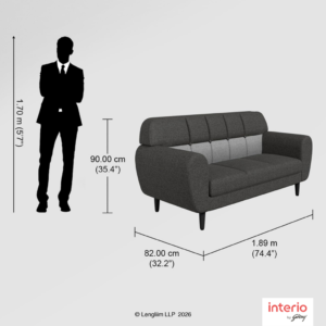 Godrej Interio Bobbin V2 3 Seater Fabric Sofa (Charcoal) - Image 8