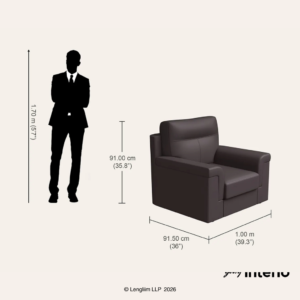 Godrej Interio Greta 1 Seater Synthetic Leather Sofa (Coffee Brown) - Image 5