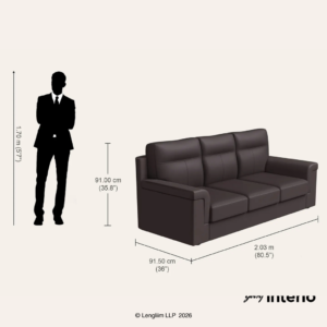 Godrej Interio Greta 3 Seater Synthetic Leather Sofa (Coffee Brown) - Image 5