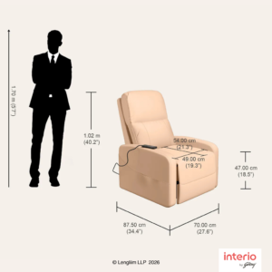 Godrej Interio Milos 1 Seater Synthetic Leather Manual Recliner Sofa with Massager - Image 7