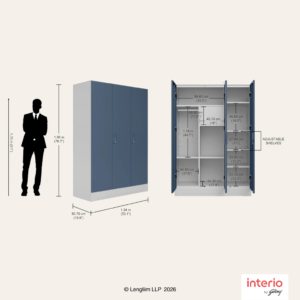 Godrej Interio Slimline 3 Door Almirah (Drawer, Blue Fusion) - Image 6