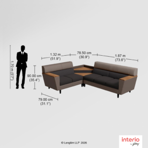 Godrej Interio Vertex 5 Seater L Shaped Sofa LH (Synthetic Leather, Pebble) - Image 9