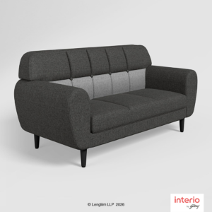 Godrej Interio Bobbin V2 3 Seater Fabric Sofa (Charcoal) - Image 3