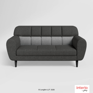Godrej Interio Bobbin V2 3 Seater Fabric Sofa (Charcoal) - Image 2