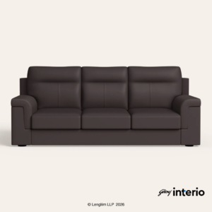 Godrej Interio Greta 3 Seater Synthetic Leather Sofa (Coffee Brown) - Image 2