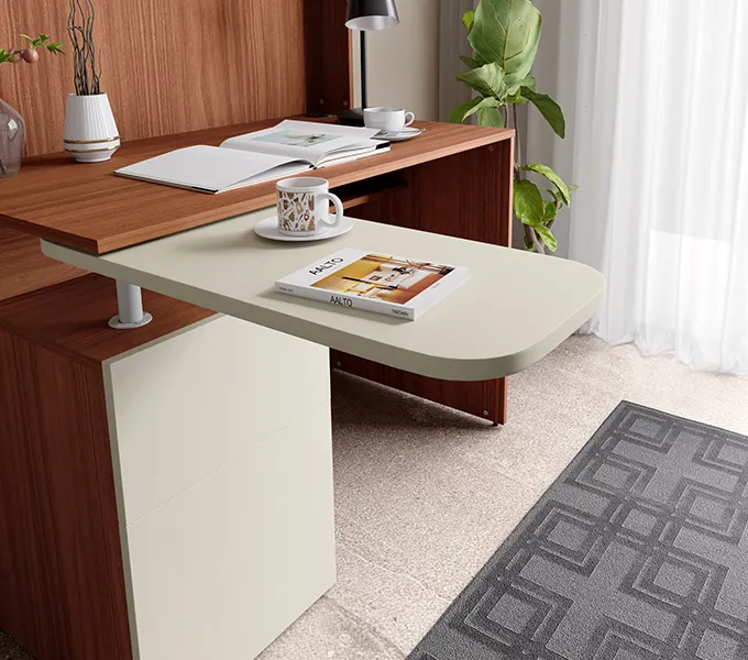 Godrej Interio Bay Workdesk Study Table (Engineered Wood) Pull out workspace