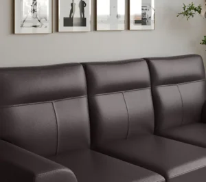 Godrej Interio Greta 3 Seater Synthetic Leather Sofa (Coffee Brown) High Backrest