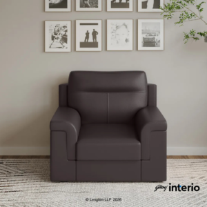 Marketing Image Godrej Interio Greta 1 Seater Synthetic Leather Sofa (Coffee Brown)