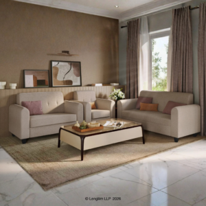 Godrej Interio Rewind 2 Seater Fabric Sofa (Brown) - Image 2