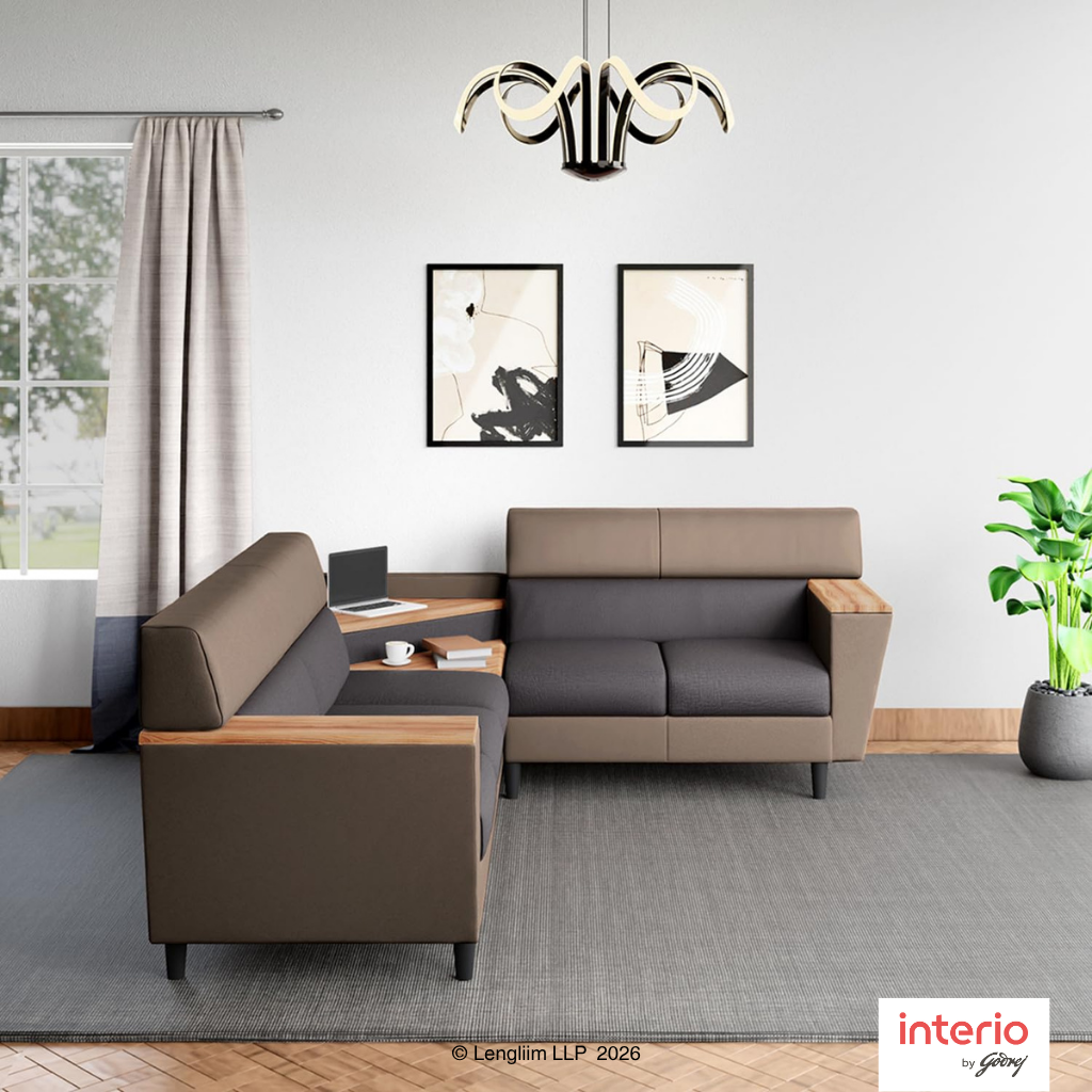 Godrej Interio Vertex 5 Seater L Shaped Sofa LH (Synthetic Leather