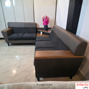 Godrej Interio Vertex 5 Seater L Shaped Sofa LH (Synthetic Leather, Pebble) - Image 4