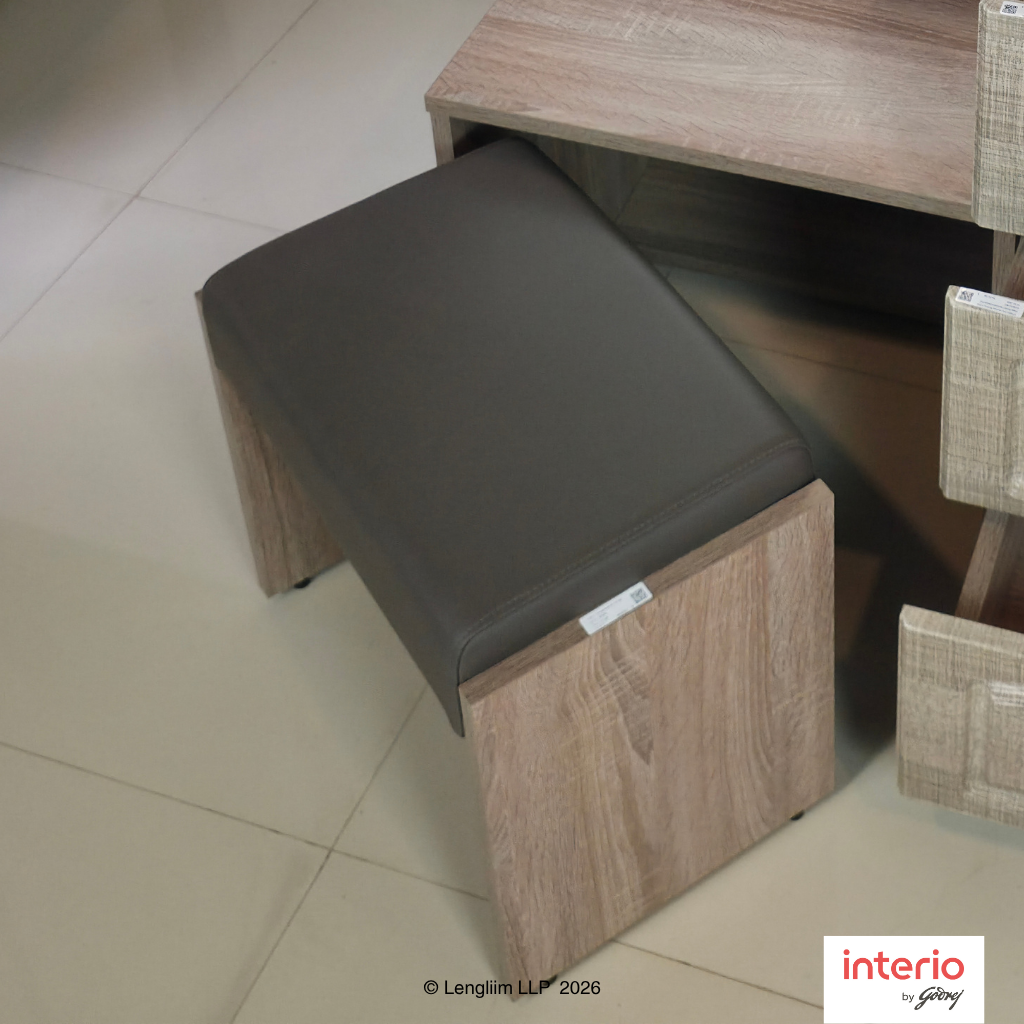 Comfy Space saving stool Godrej Interio UPMODS Dresser with Stool (Sonoma Oak Body, Sonoma Oak Drawer)