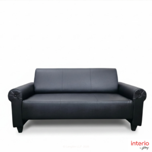 Godrej Interio Supreme 3 Seater Sofa Synthetic Leather (Black)