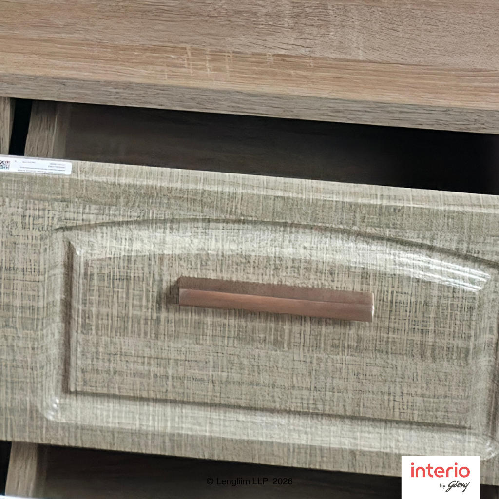 Minimal Sleek Handle Godrej Interio UPMODS Dresser with Stool (Sonoma Oak Body, Sonoma Oak Drawer)