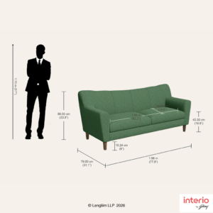 Godrej Interio Bevelark 3 Seater Fabric Sofa (Green) - Image 4