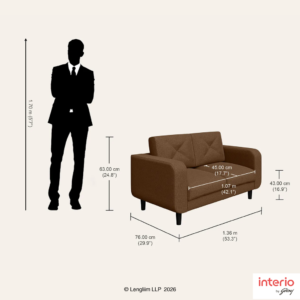 Godrej Interio Zompy Advance 2 Seater Fabric Sofa (Dark Brown) - Image 5