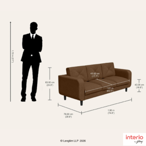 Godrej Interio Zompy Advance 3 Seater Fabric Sofa (Dark Brown) - Image 5