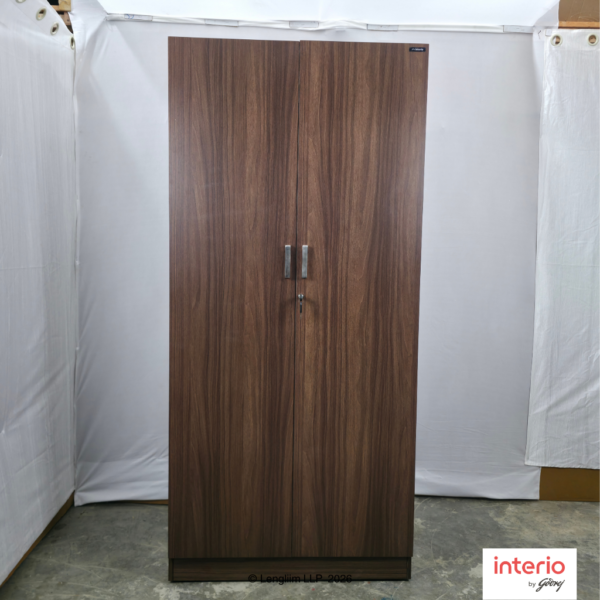 Front View Godrej Interio Genesys V3 2 Door Engineered Wood Wardrobe (Cola Rain)