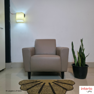 Godrej Interio Legend 1 Seater Sofa (Synthetic Leather, Cream)