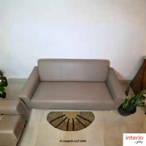 Godrej Interio Legend 3 Seater Sofa (Synthetic Leather, Cream)