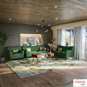 Godrej Interio Bevelark 3 Seater Fabric Sofa (Green) - Image 5