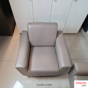 Godrej Interio Legend 1 Seater Sofa (Synthetic Leather, Cream) - Image 3