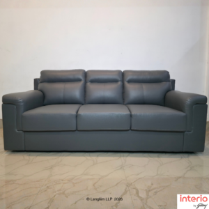 Godrej Interio Greta 3 Seater Synthetic Leather Sofa (Nimbus Grey)