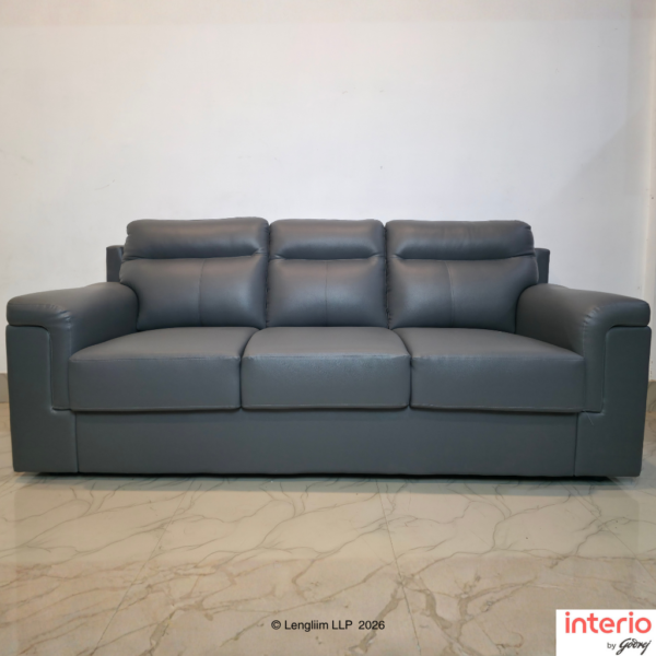 Front View Godrej Interio Greta 3-Seater Sofa Nimbus Grey