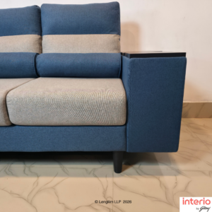 Godrej Interio Highrolla V2 Modular Fabric 5 Seater Sofa with Corner (Blue + Ash) - Image 2