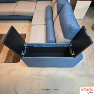 Godrej Interio Highrolla V2 Modular Fabric 5 Seater Sofa with Corner (Blue + Ash) - Image 3