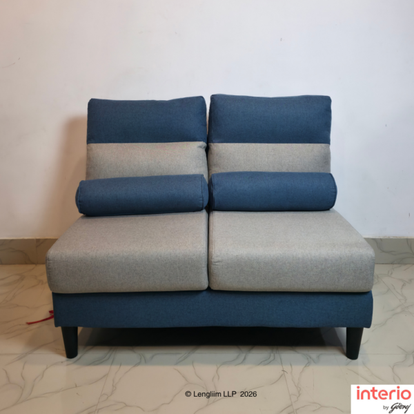 Front View Godrej Interio Highrolla Modular V2 2 Seater Sofa (Blue + Ash)